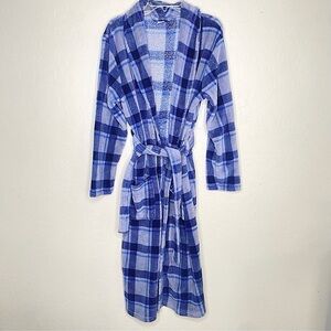 Arizona Jean Co Blue Plaid Lounge Robe Size 14/16 Large